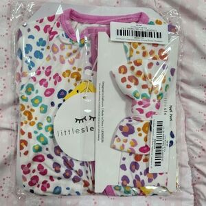 Little Sleepies Rainbow Leopard Bamboo Viscose Zippy Sleeper WITH Headband